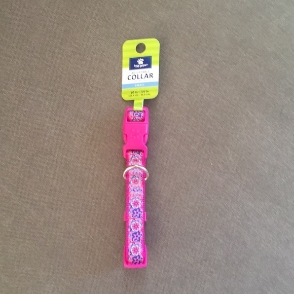 TOP PAW pink flowered dog collar